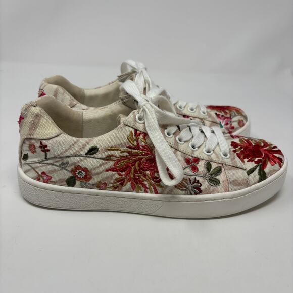 Johhny Was Womens Sz6 Jayla Floral Multicolor Embroidered Low-Top Sneakers - Picture 4 of 10